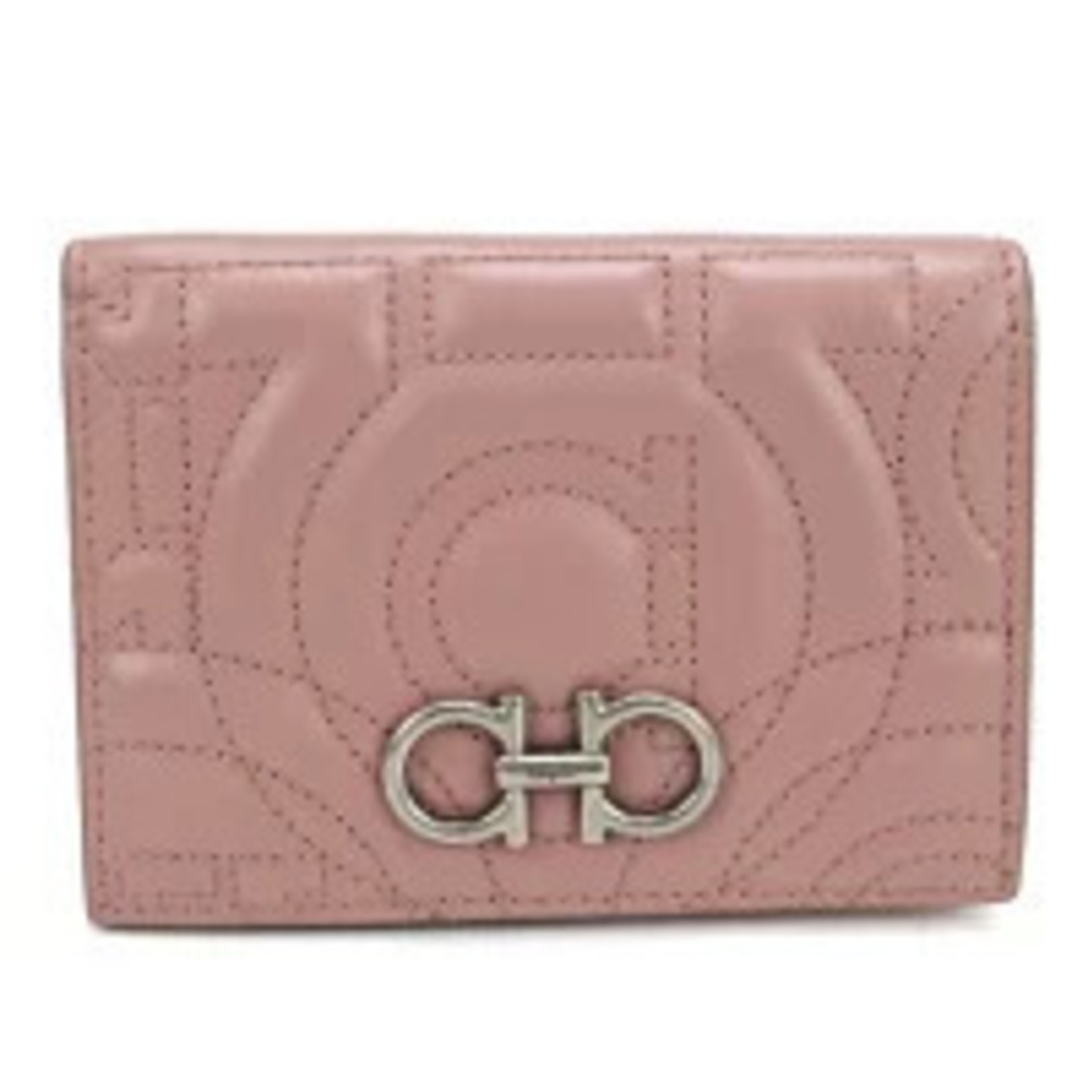 Salvatore Ferragamo Bi fold Wallet Compact Gancini Pink
